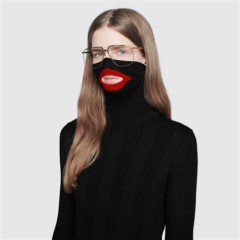 gucci black wool balaclava sweater|Gucci black sweater.